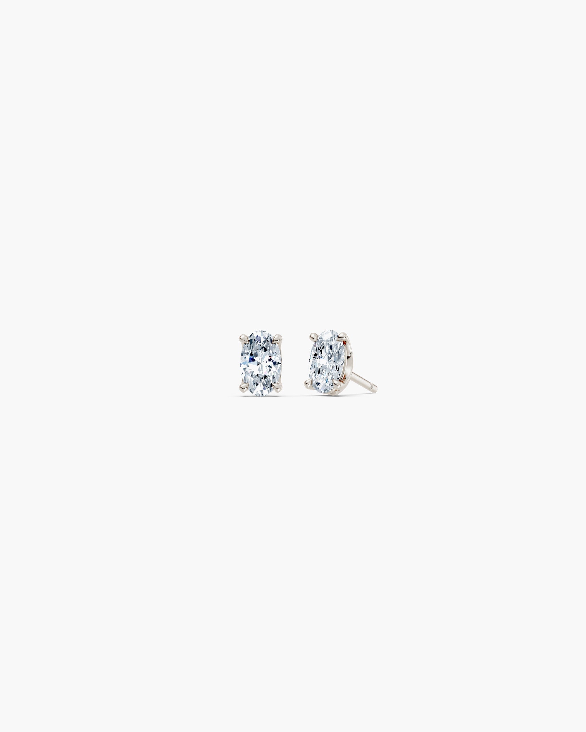 Oval lab diamond stud earrings in 14k white gold, 0.25 ct each, ENEA Studio