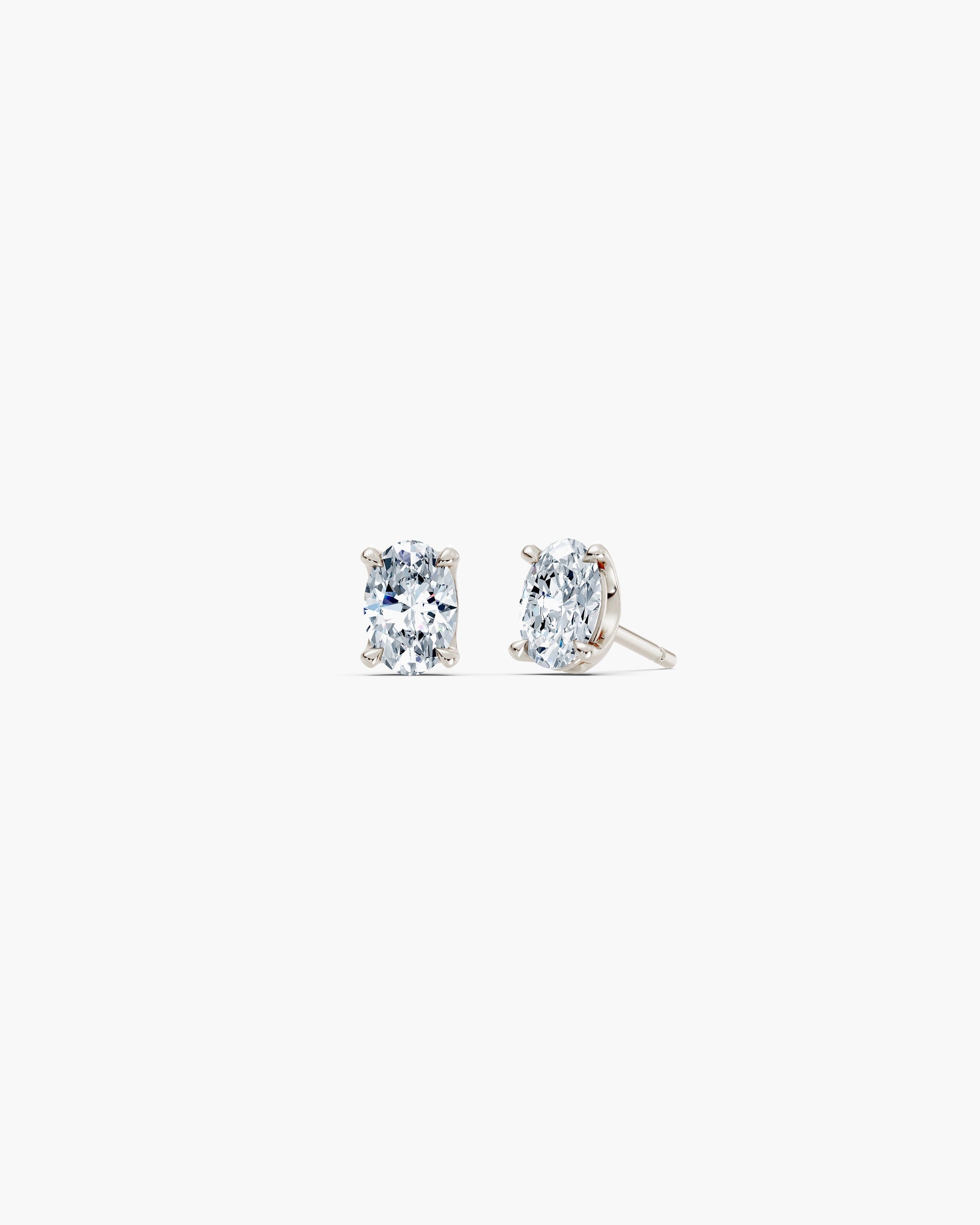 Oval lab diamond stud earrings in 14k white gold, 0.50 ct each, ENEA Studio