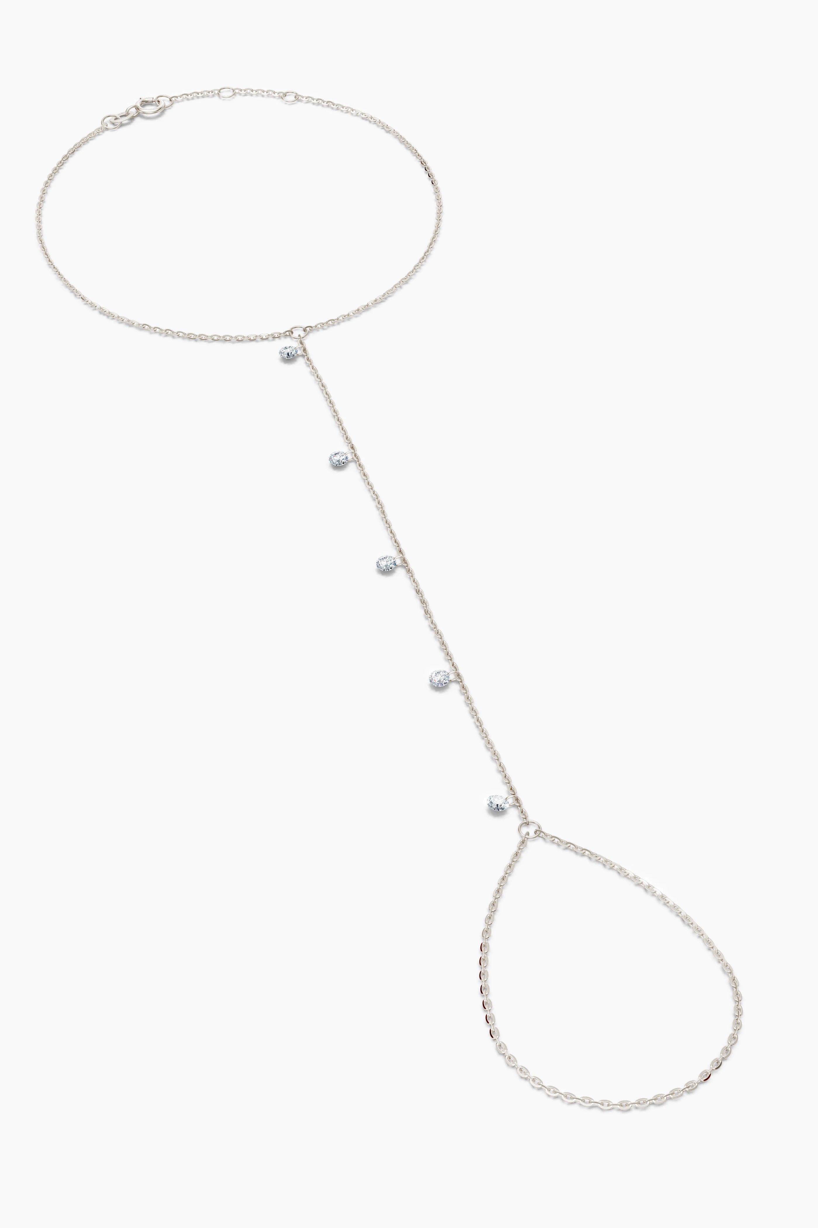 Núde Diamond Hand Chain Bracelet - White Gold