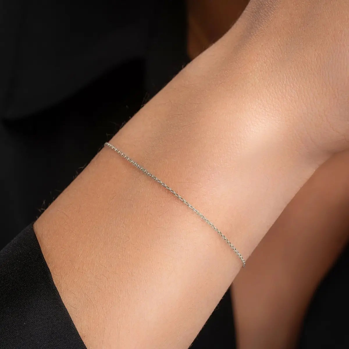 Fine Cable Chain Bracelet- White Gold