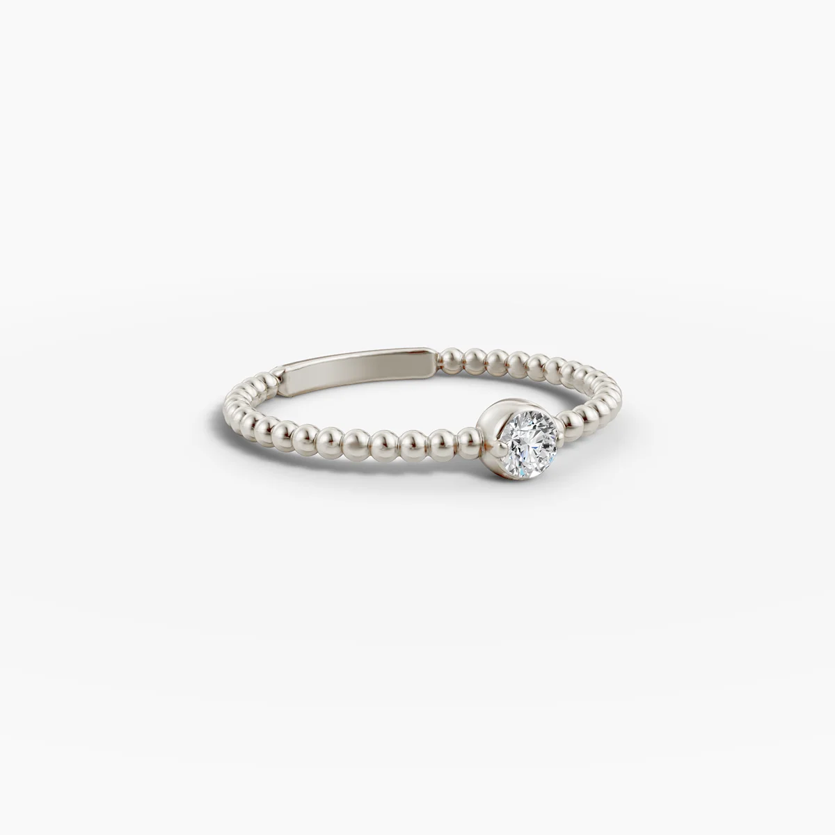Beaded Minimalist Diamond Ring - Rose Gold