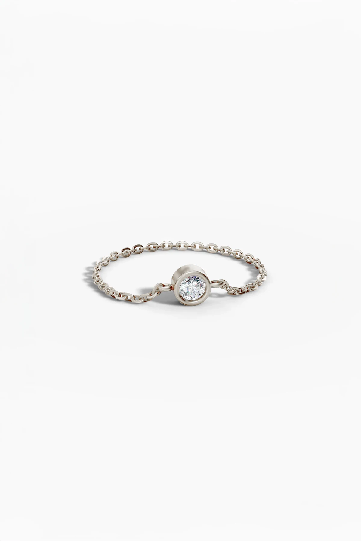 Petite Diamond Chain Ring - White Gold
