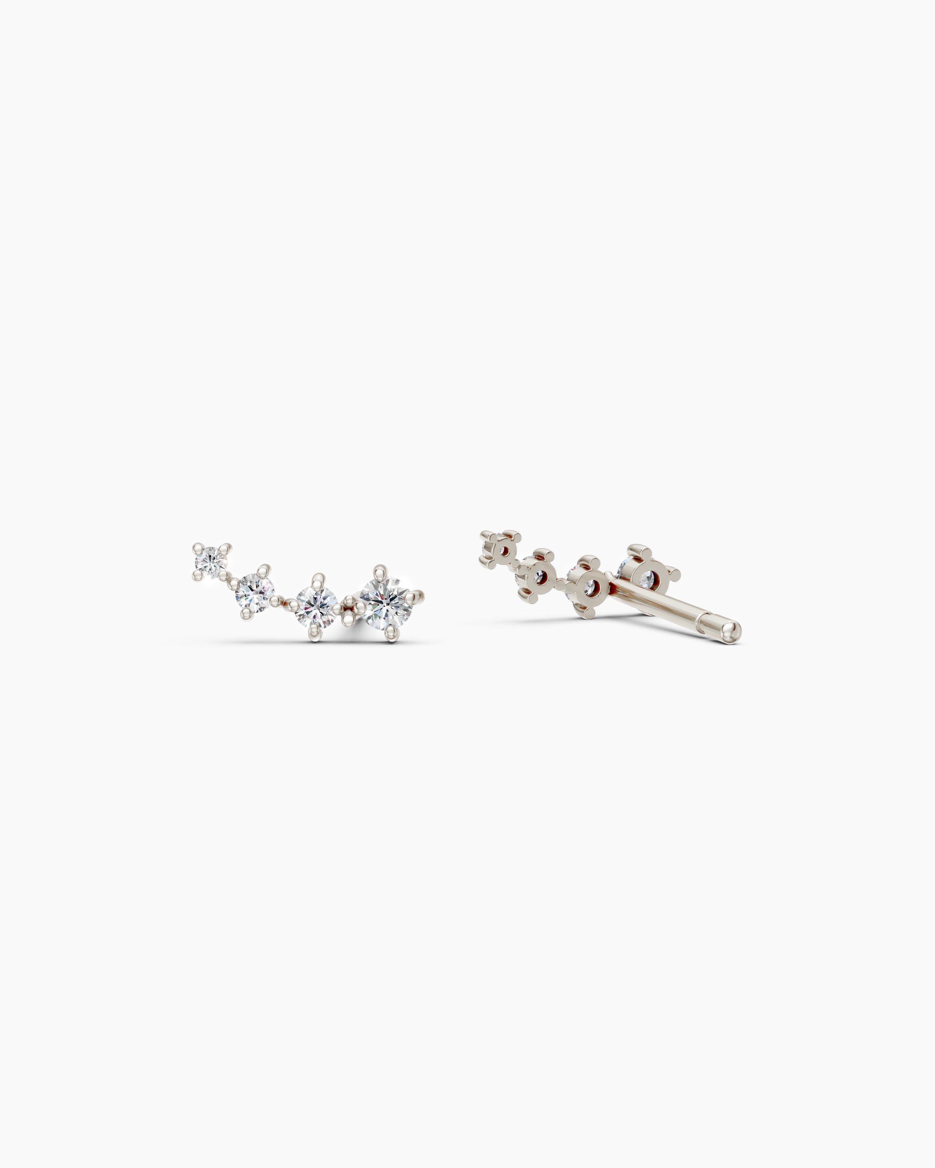Cascade Diamond Climber Studs - White Gold