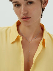 Nema Pente Lariat Necklace - White Gold