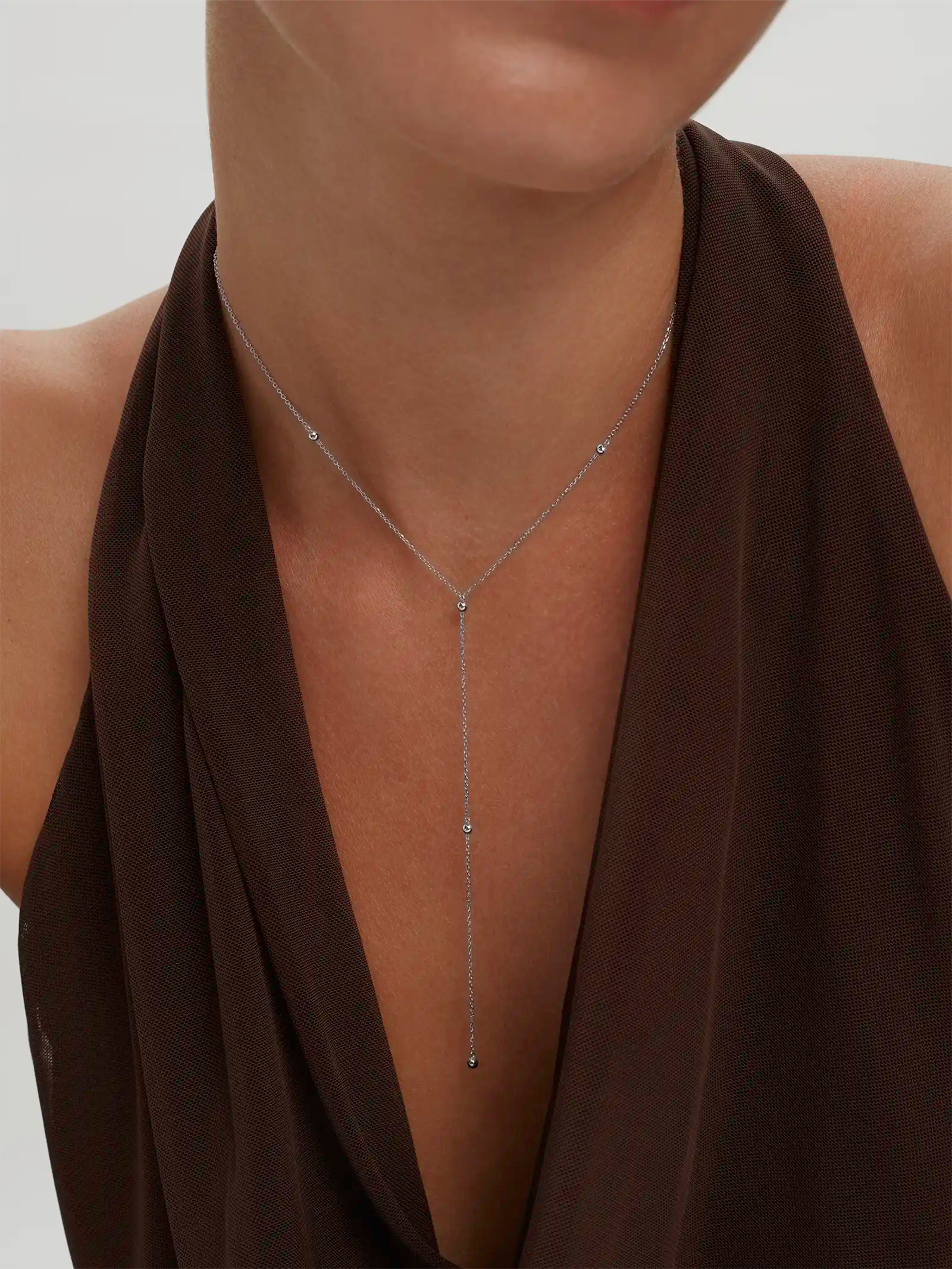 Nema Pente Lariat Necklace - White Gold