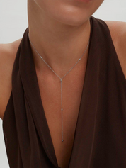 Nema Pente Lariat Necklace - White Gold