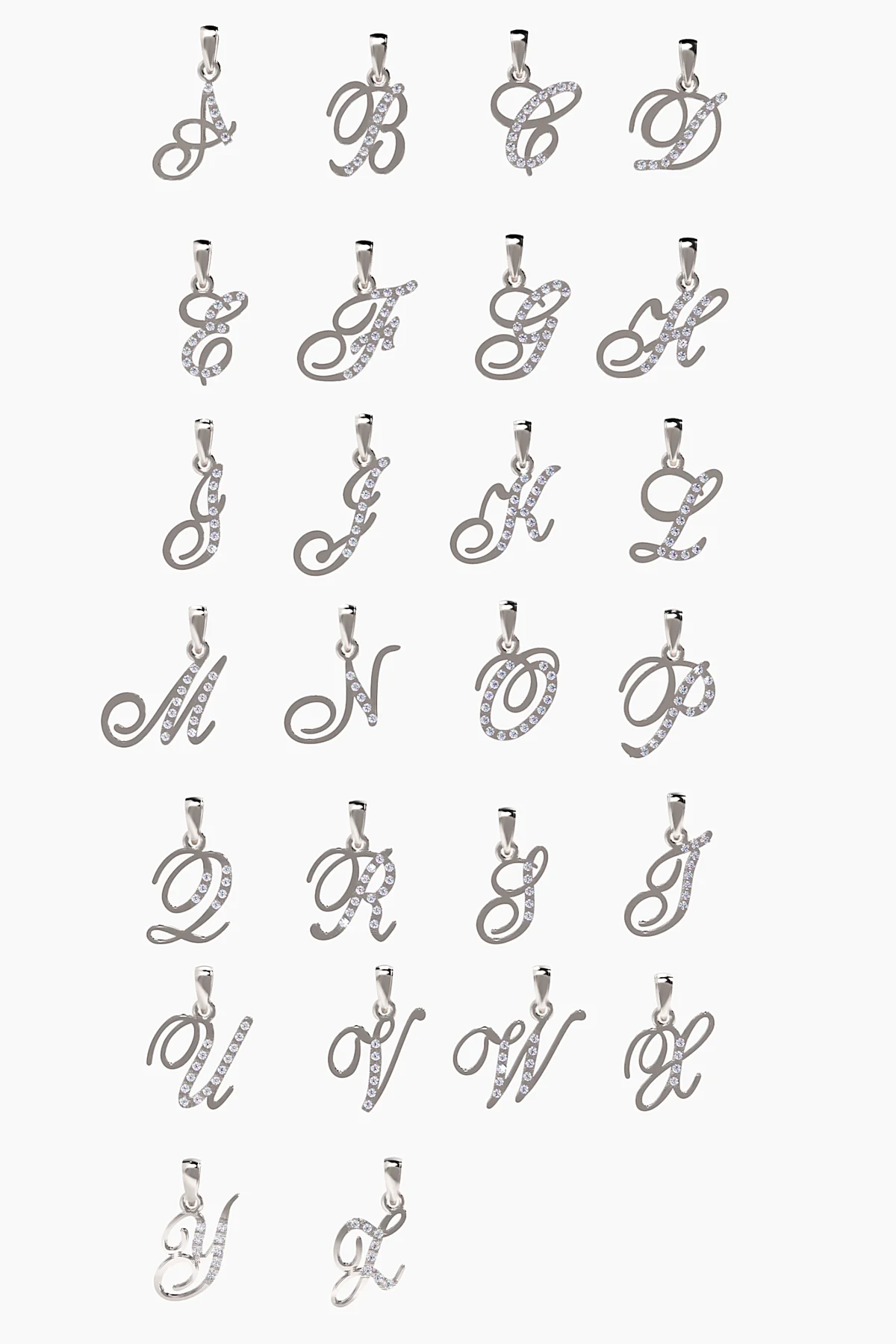 Poetry Initial Letter Necklace in White Gold