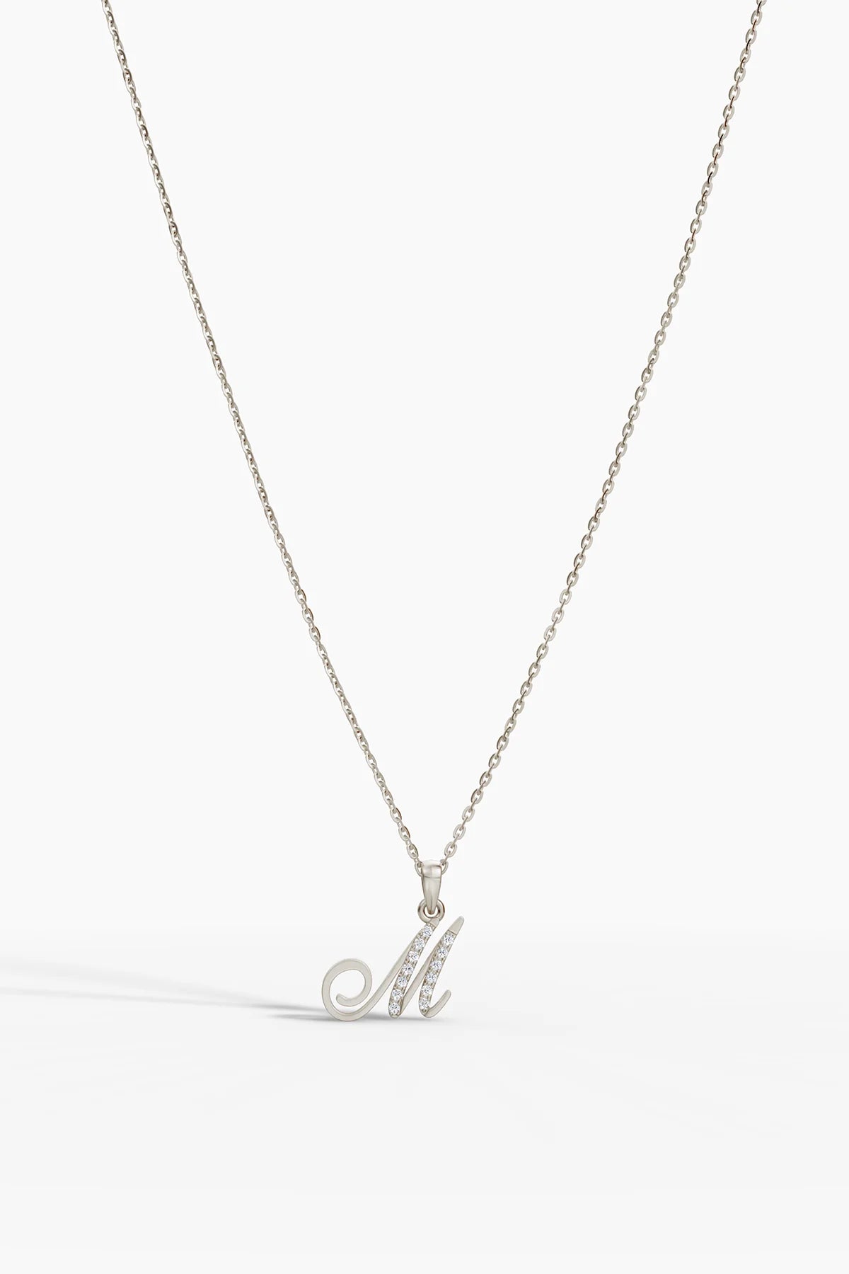 Poetry Initial Letter Necklace in White Gold