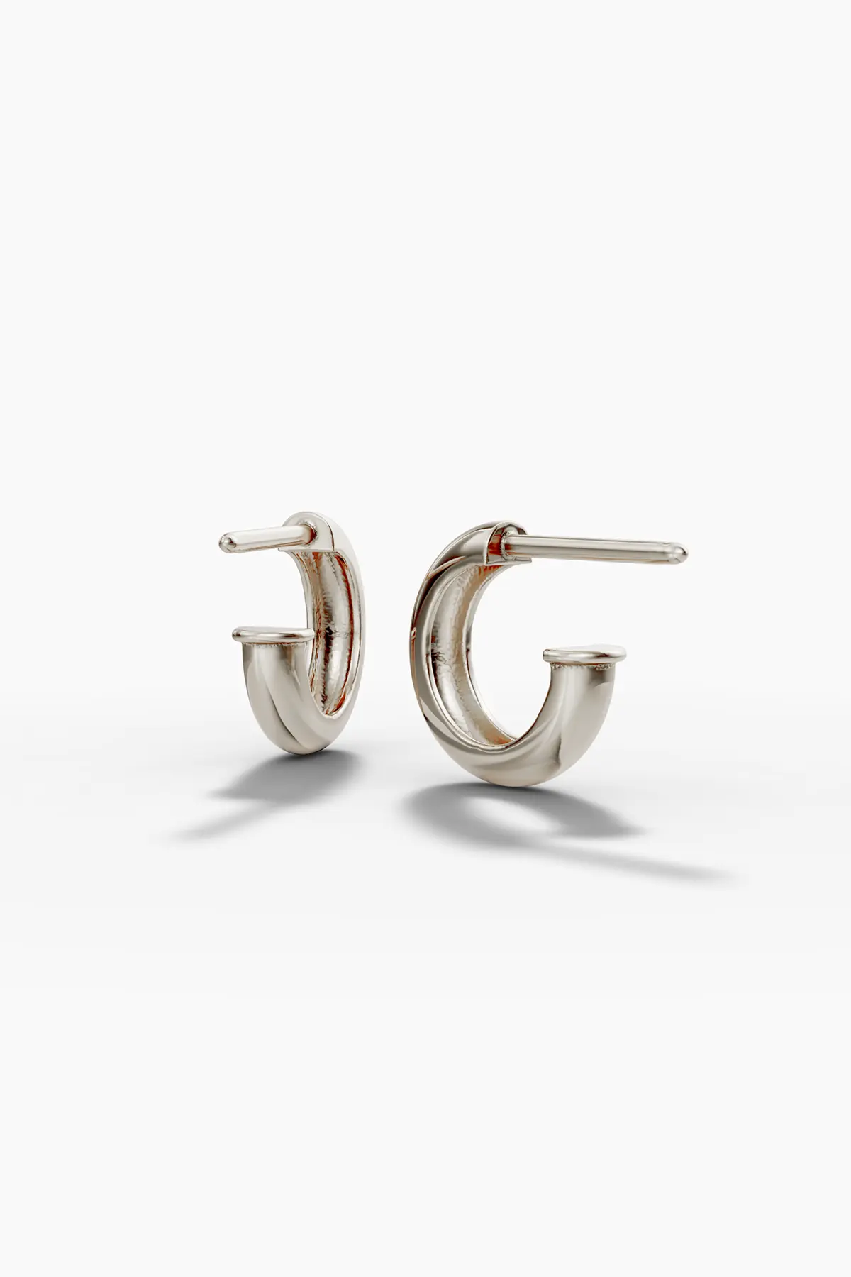 Petite Stud Hoop Earrings - White Gold (pair)