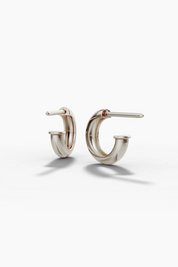 Petite Stud Hoop Earrings - White Gold (pair)