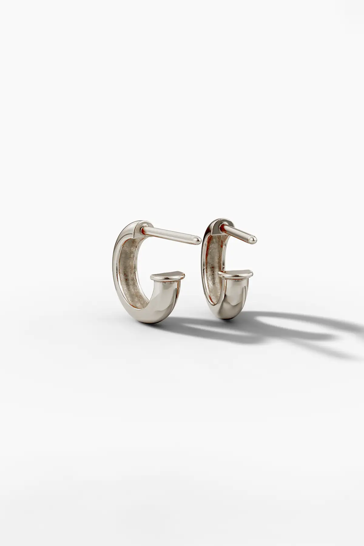 Petite Stud Hoop Earrings - White Gold (pair)