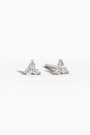 Trio Stud Earrings - White Gold