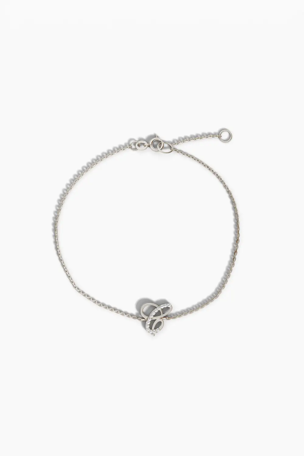 Poetry Initial Letter Bracelet in White Gold