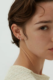 Petite Stud Hoop Earrings - White Gold (pair)