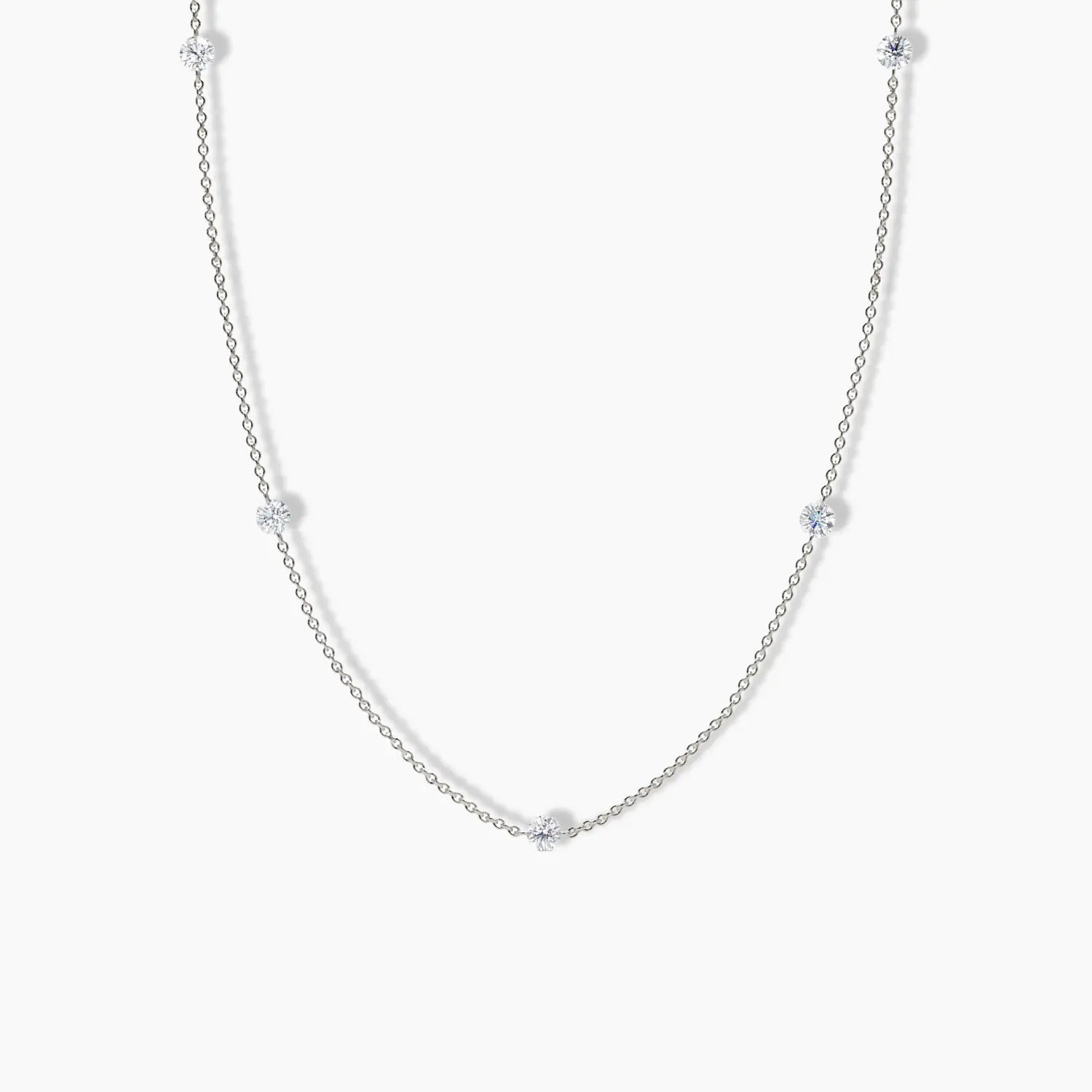 Nude Diamond Station Necklace in Rose Gold - Narcissus