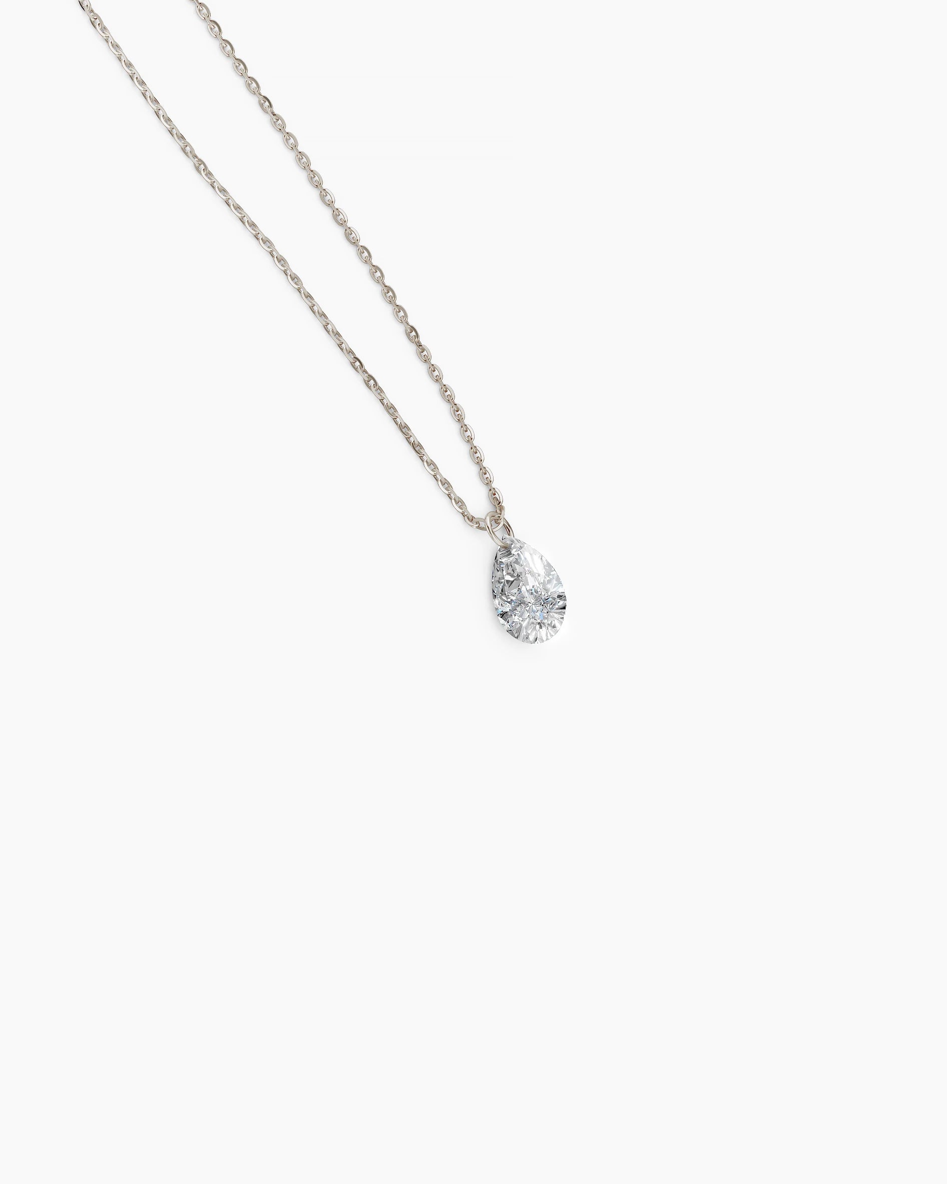 Pear Núde Diamond Solitaire Necklace - White Gold