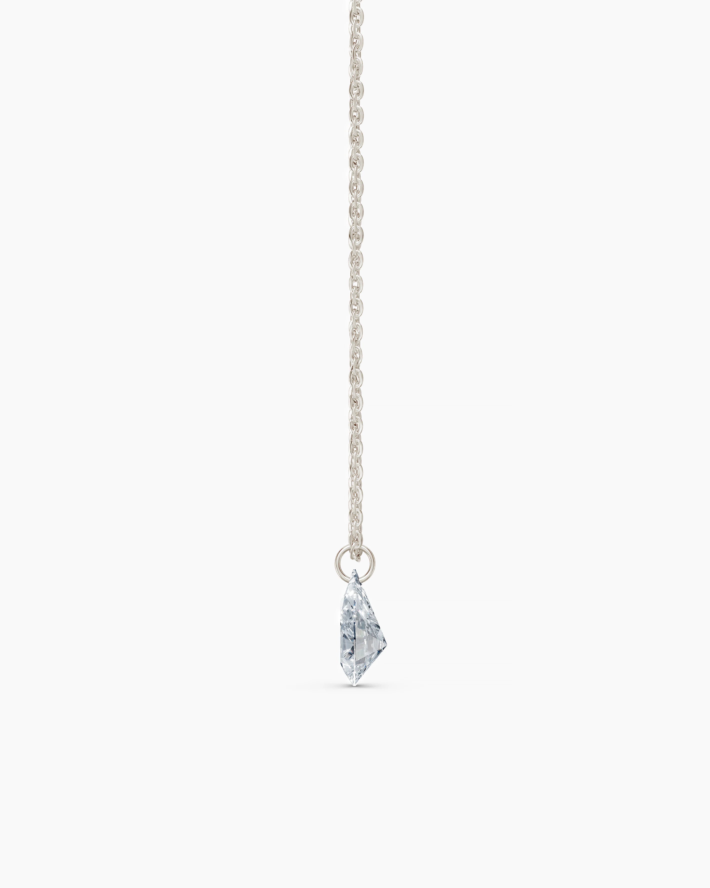 Pear Núde Diamond Solitaire Necklace - White Gold
