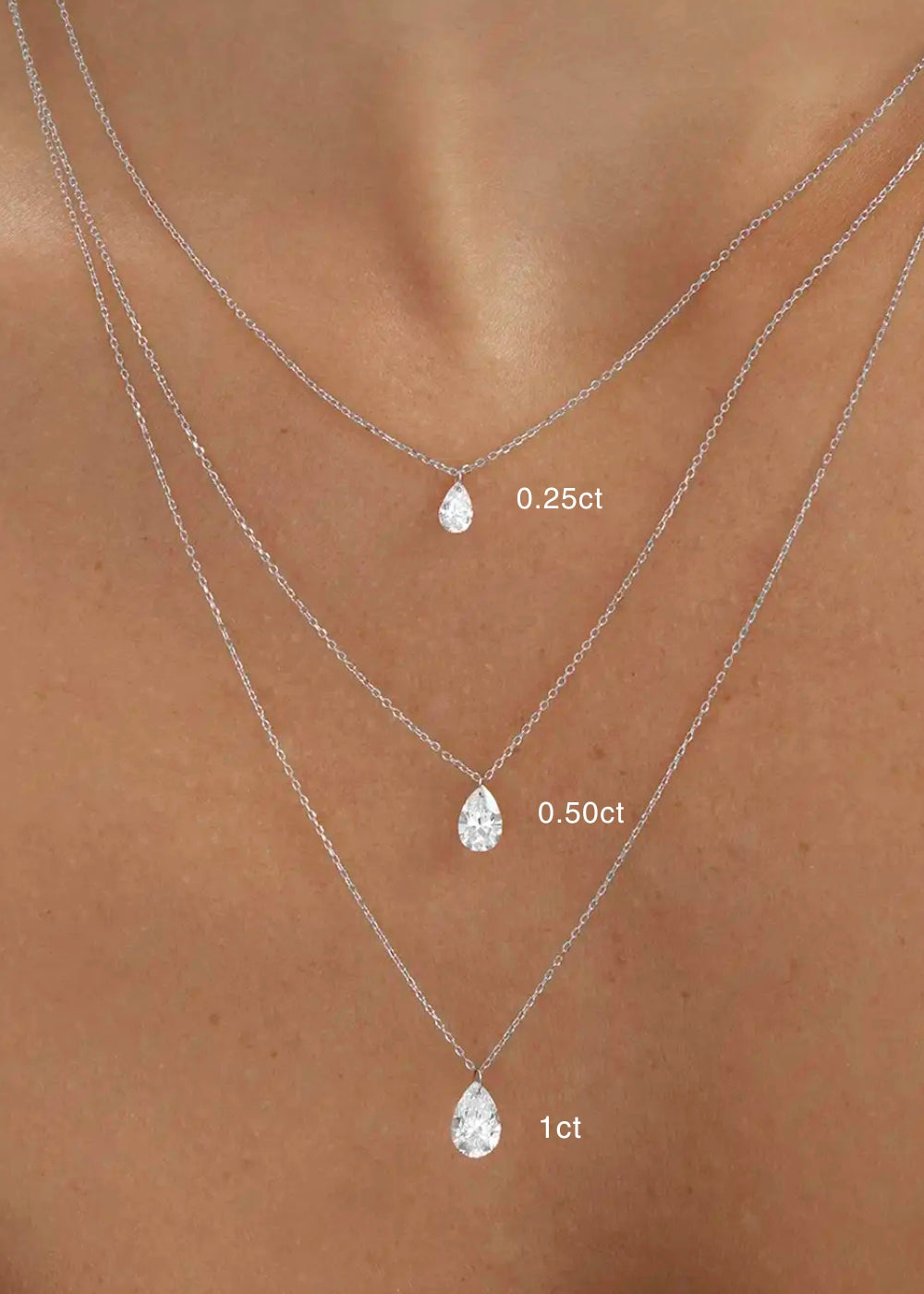 Pear Núde Diamond Solitaire Necklace - White Gold