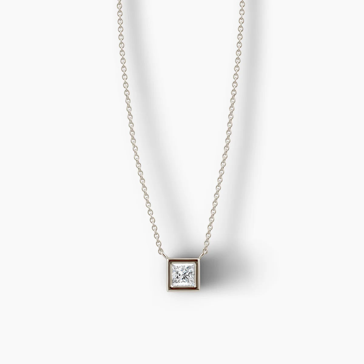 Éclat Princess-Cut Bezel Diamond Necklace in 14k Yellow Gold