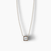 Éclat Princess-Cut Bezel Diamond Necklace in 14k Yellow Gold