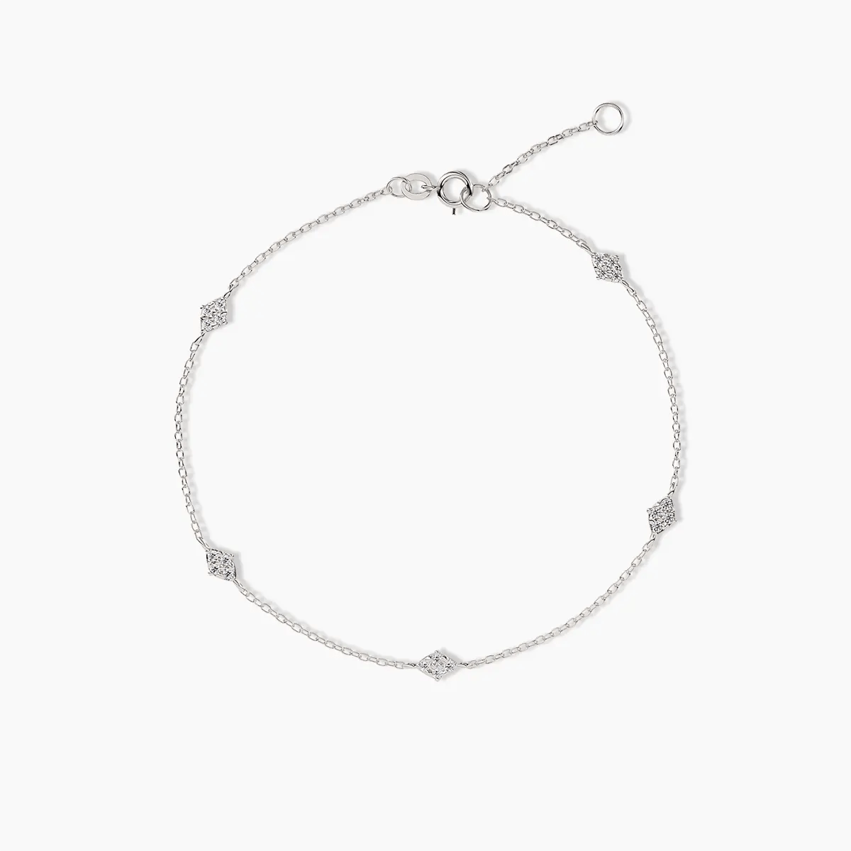 Two - Sided Diamond Station Bracelet in White Gold - Narcissus