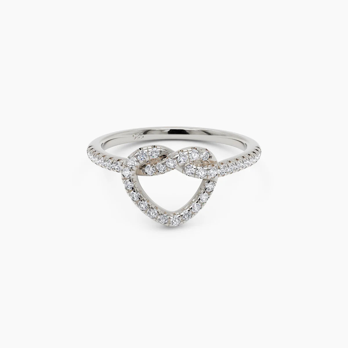 Herz-Diamant-Knotenring in Weißgold