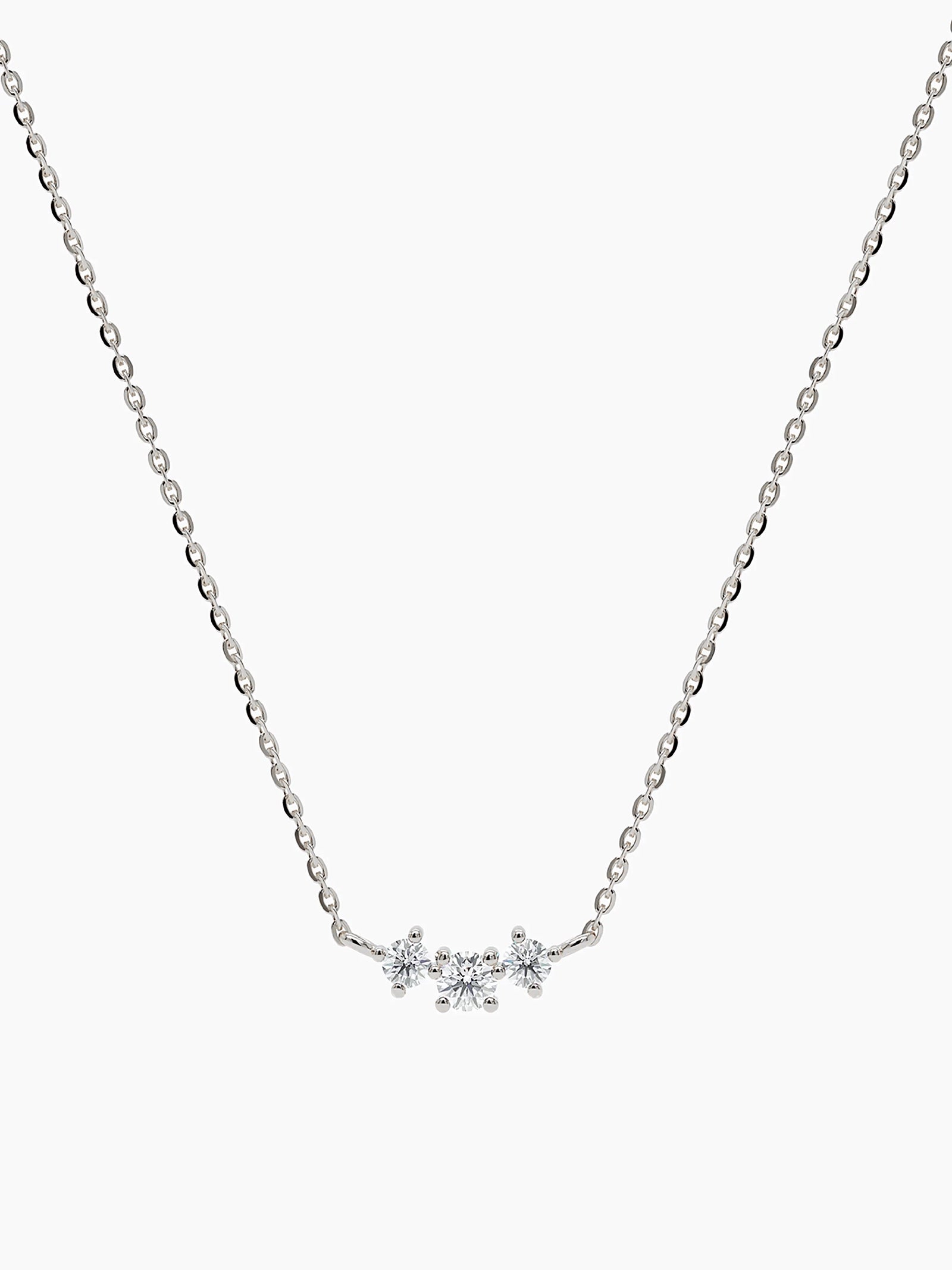 Graduated Three Diamond Necklace - White Gold