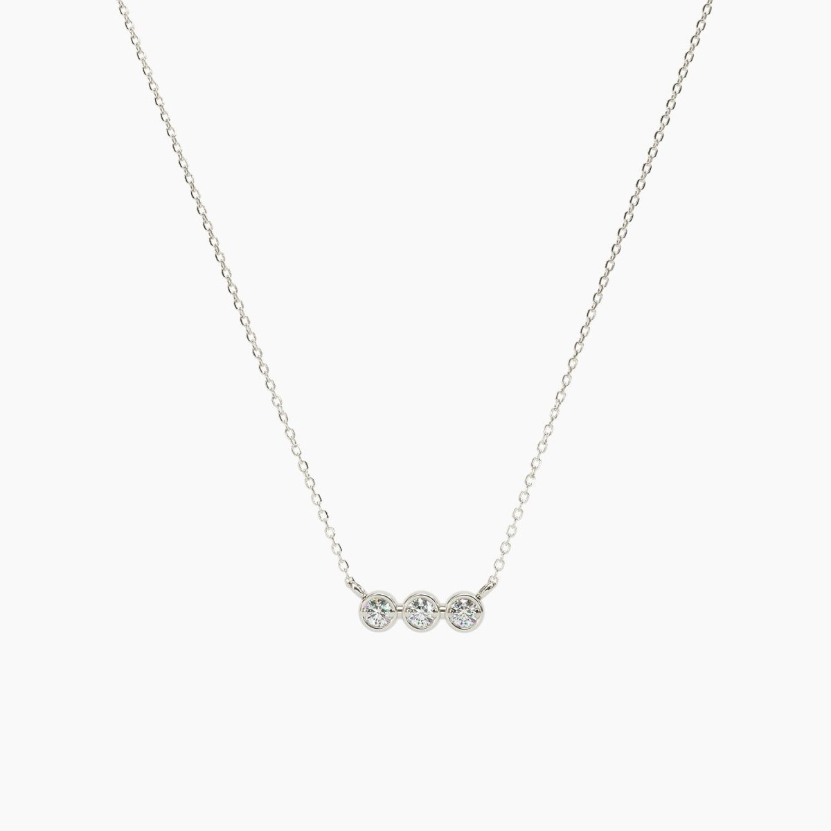 Three Diamond Bezel Necklace - Narcissus