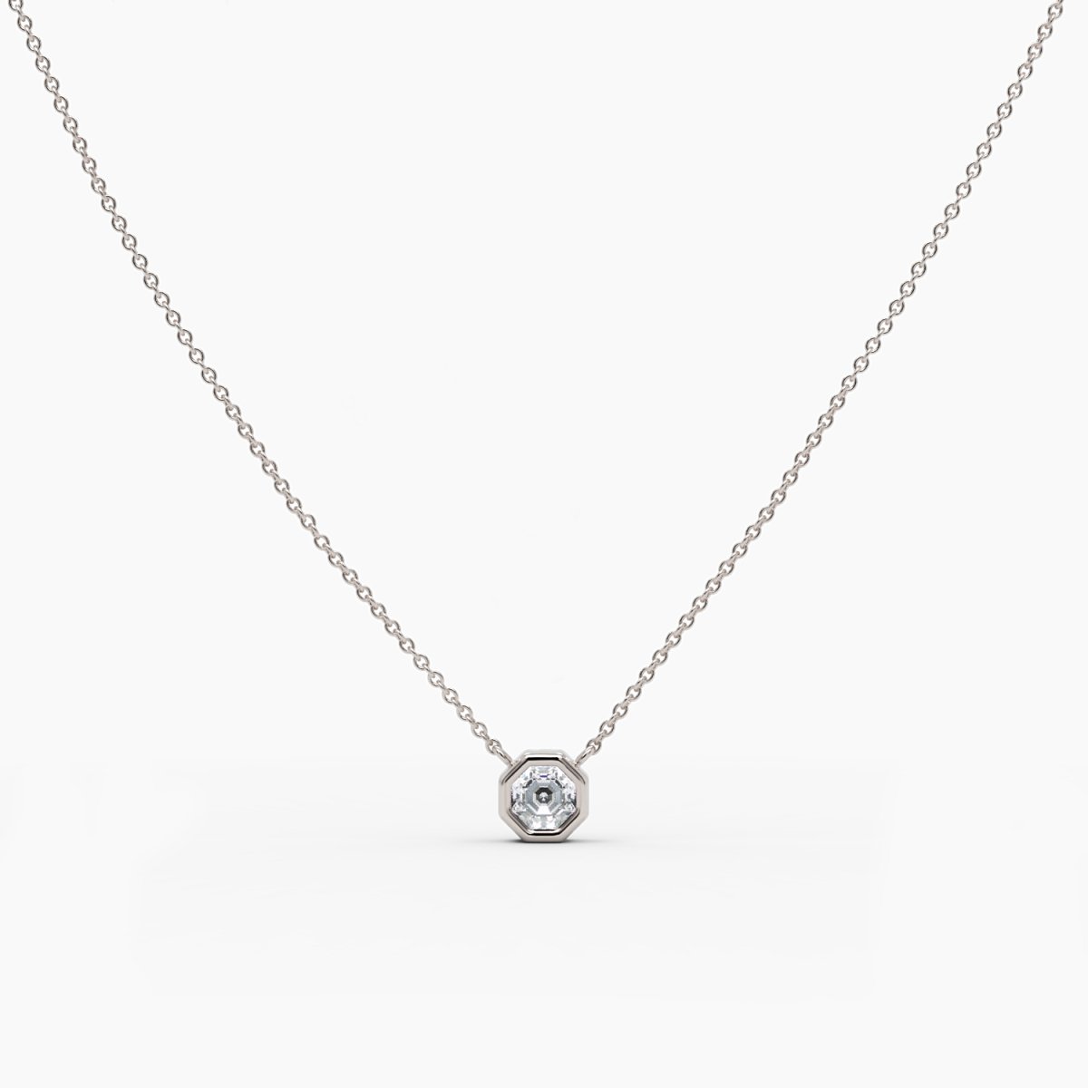 Octagon Cut Diamond Solitaire Necklace - Narcissus