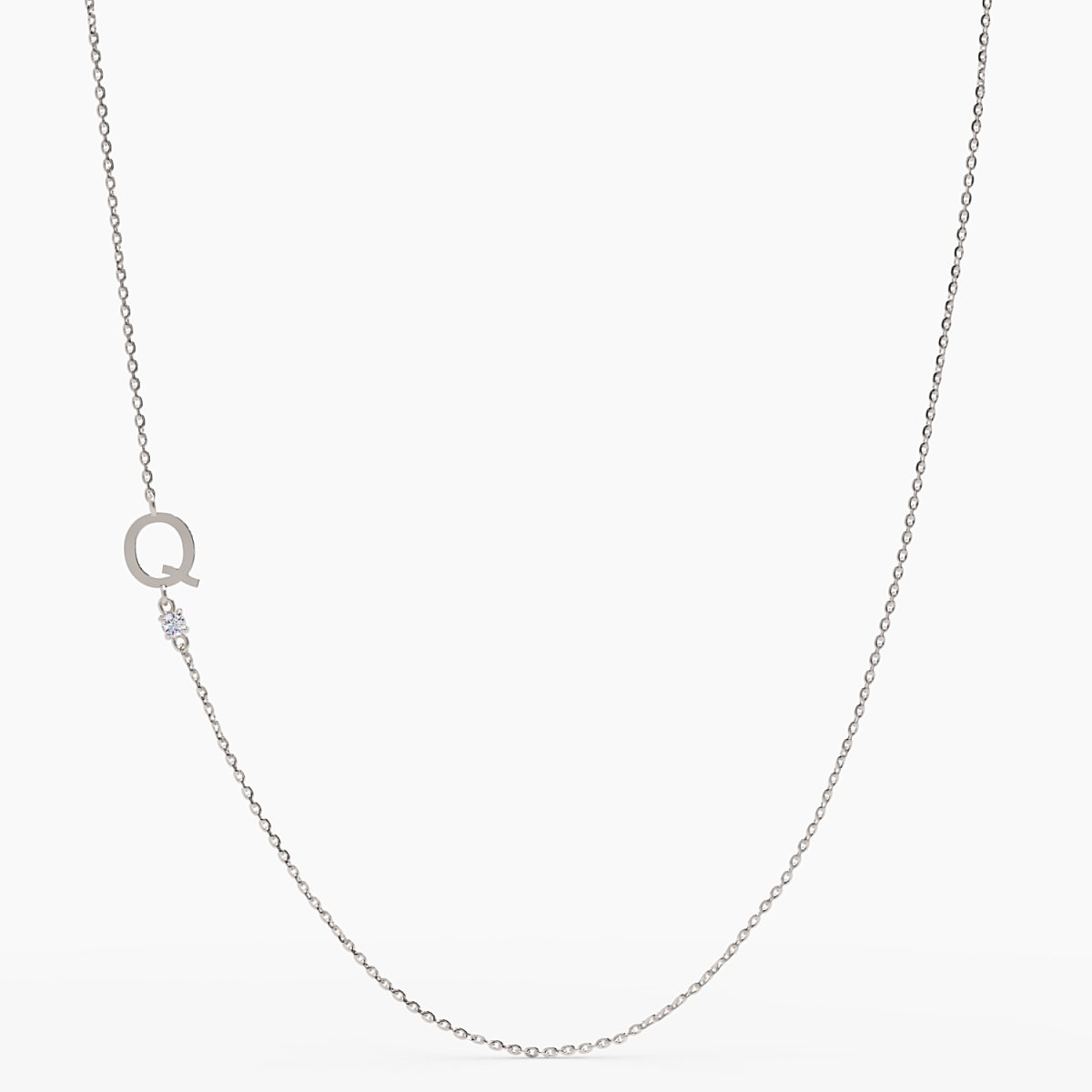 Sideways Initial Q Necklace with Diamond - Narcissus