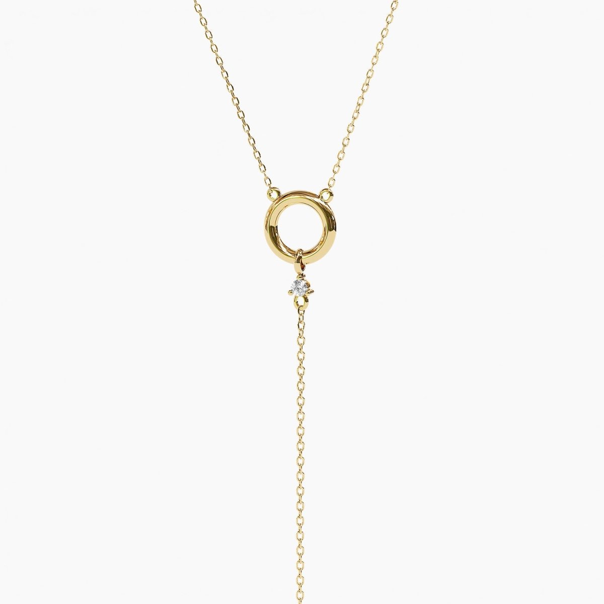 Circle Lariat Y Necklace with Diamonds - Narcissus