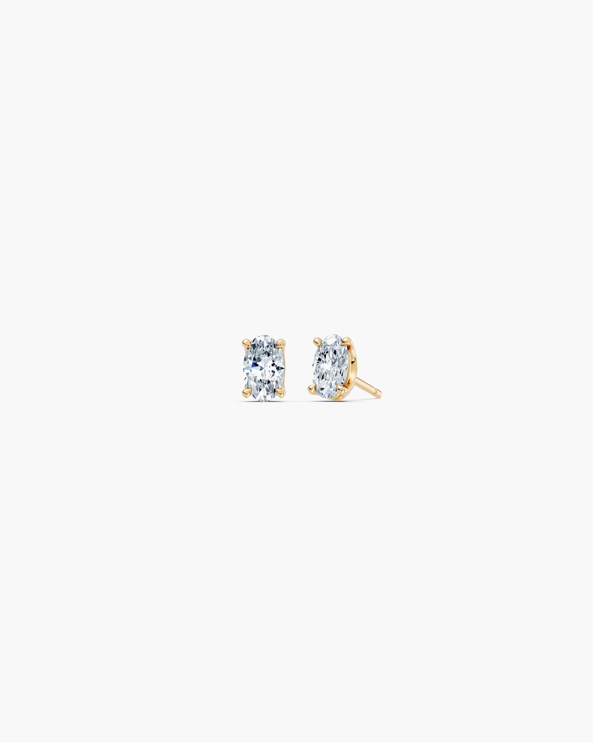 Oval lab diamond stud earrings in 14k yellow gold, 0.25 ct each, ENEA Studio