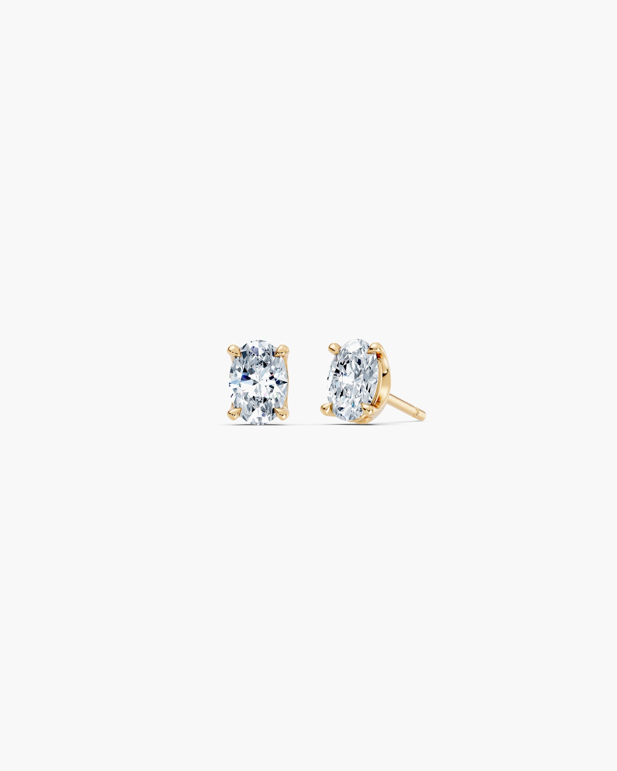 Oval lab diamond stud earrings in 14k yellow gold, 0.50 ct each, ENEA Studio