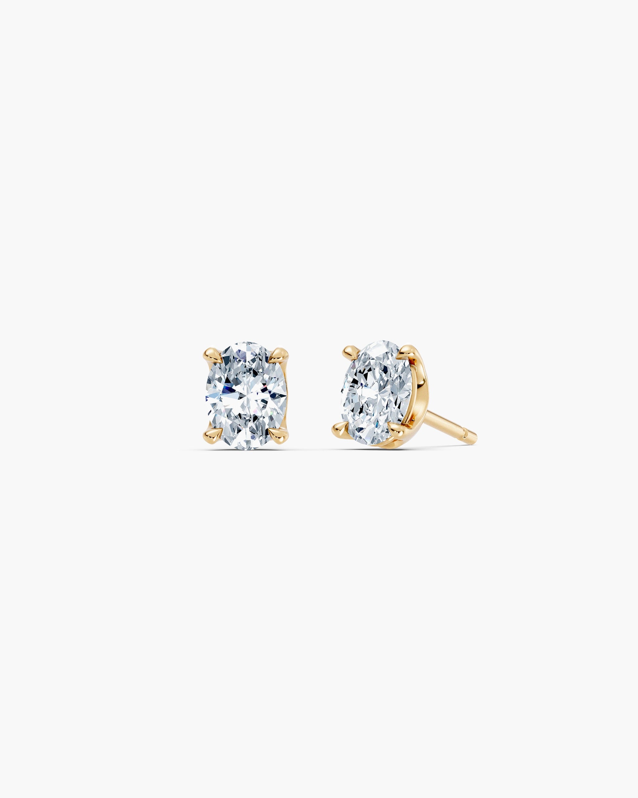 Oval lab diamond stud earrings in 14k yellow gold, 1.00 ct each, ENEA Studio