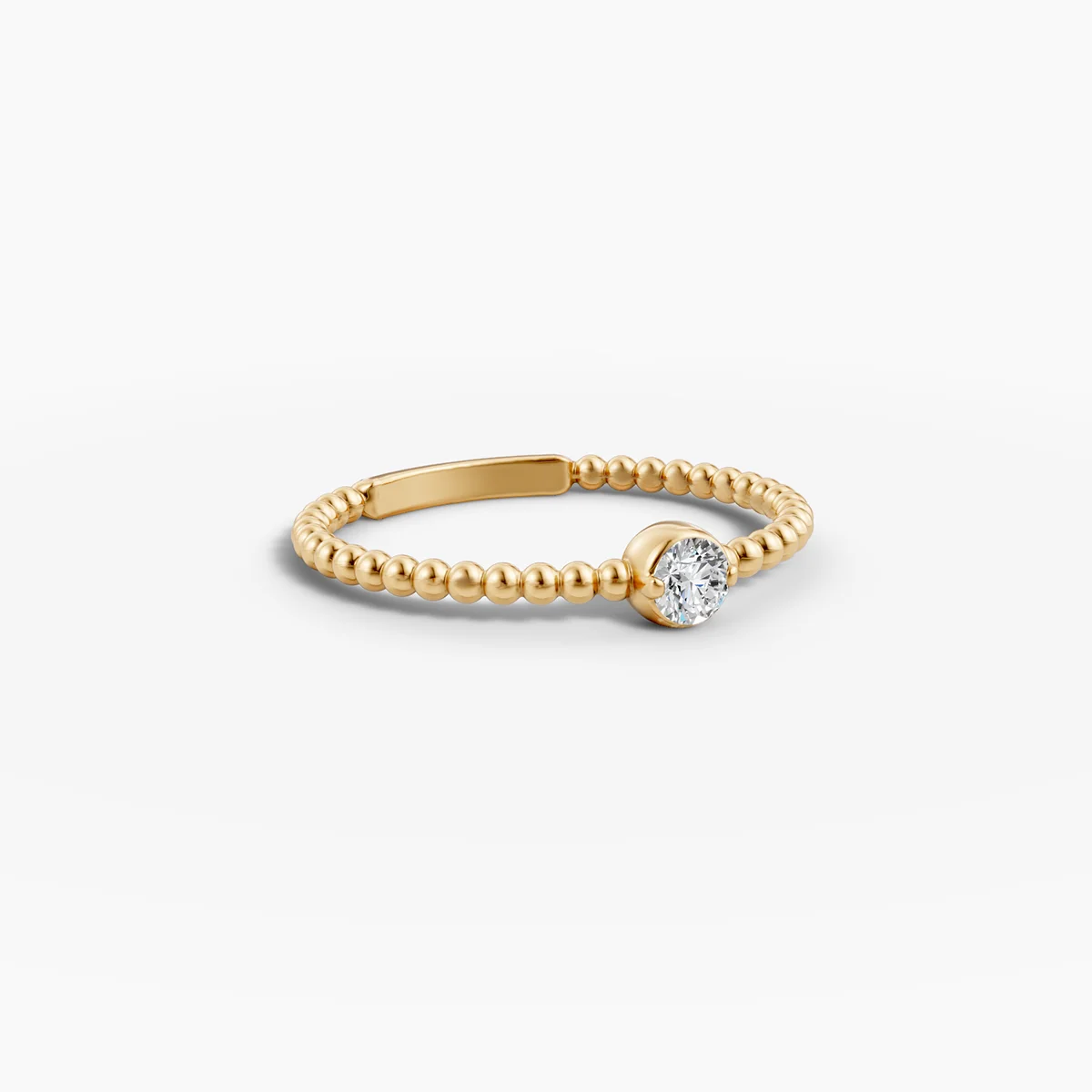 Beaded Minimalist Diamond Ring - Rose Gold