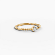 Beaded Minimalist Diamond Ring - Rose Gold
