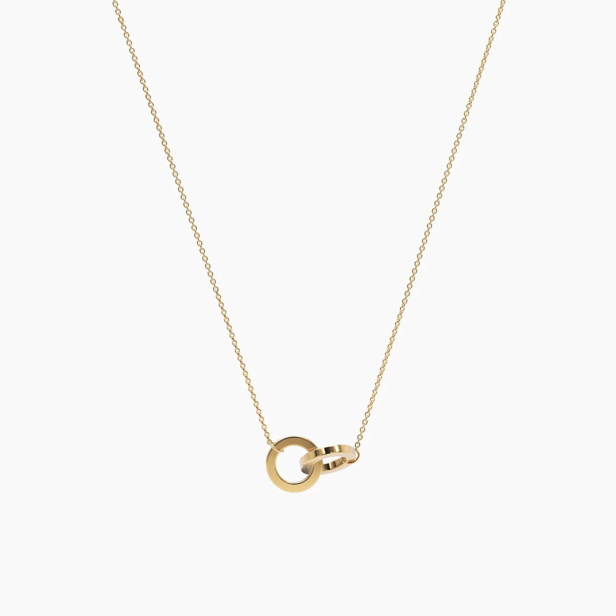 Double Circle Necklace in Yellow Gold