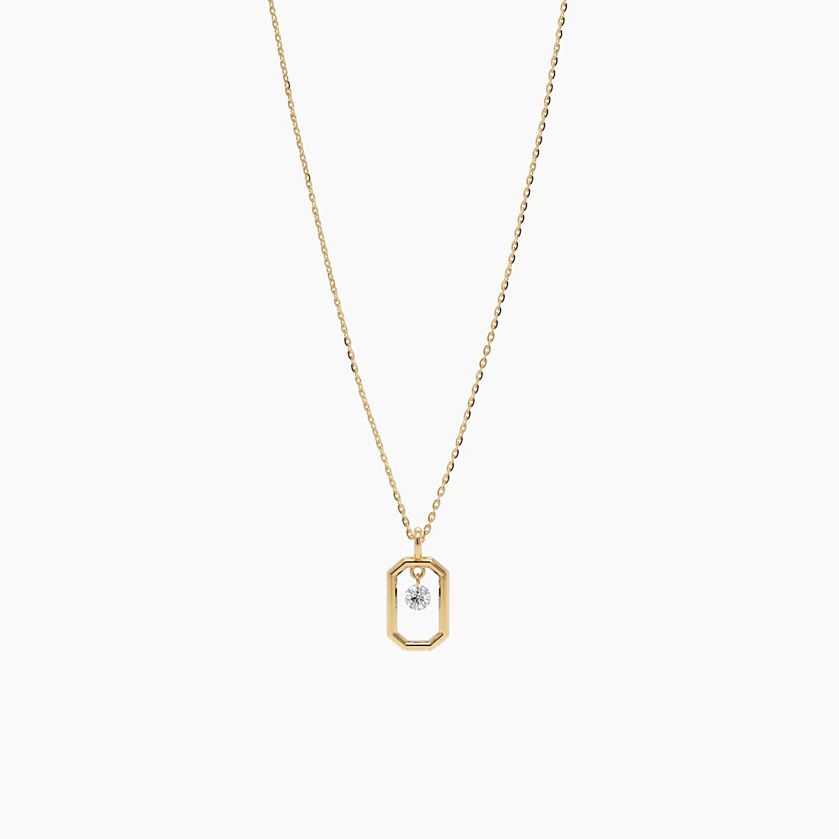 Núde Pendant with Exposed Diamond - White Gold