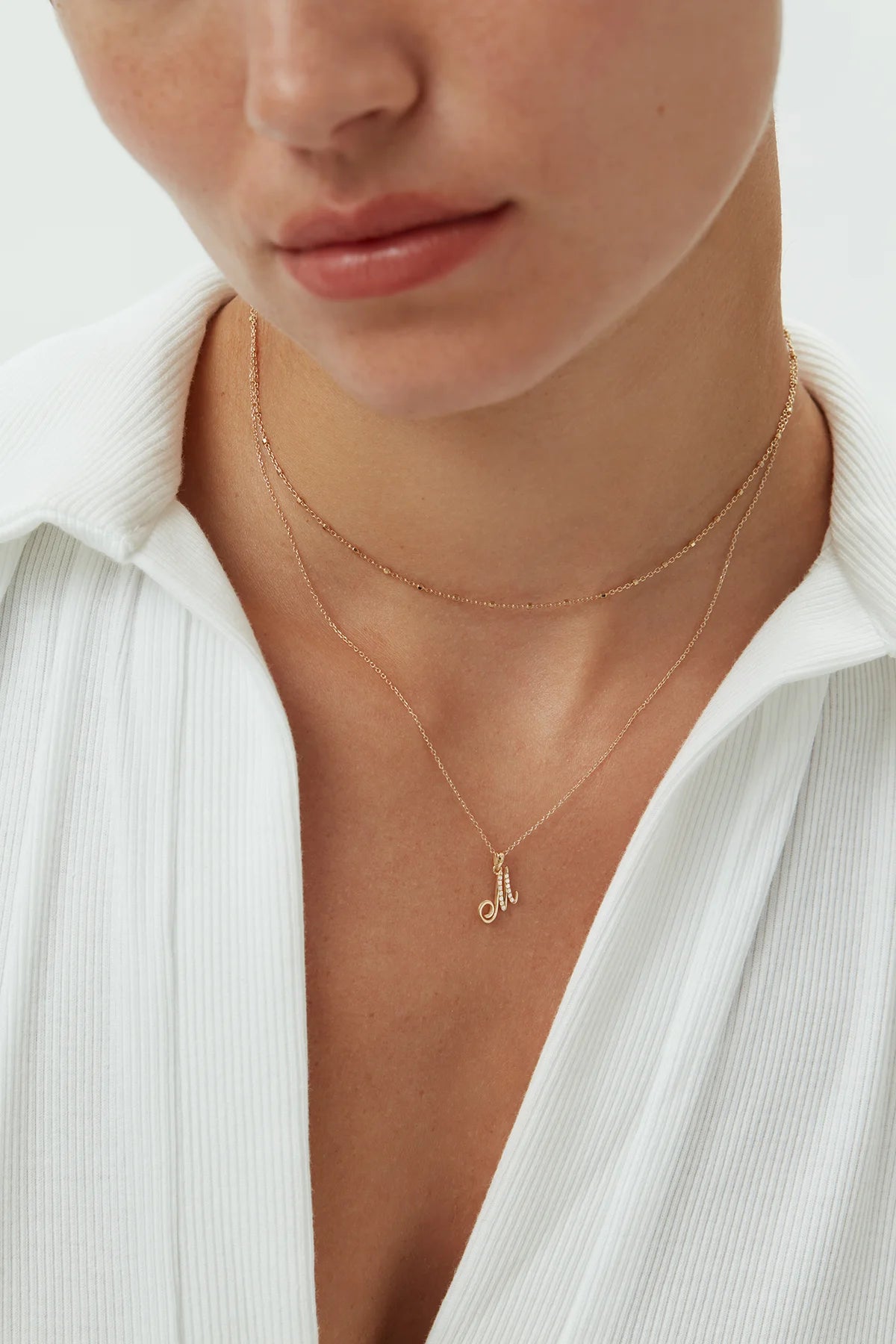 Poetry Initial Letter Necklace in Yellow Gold