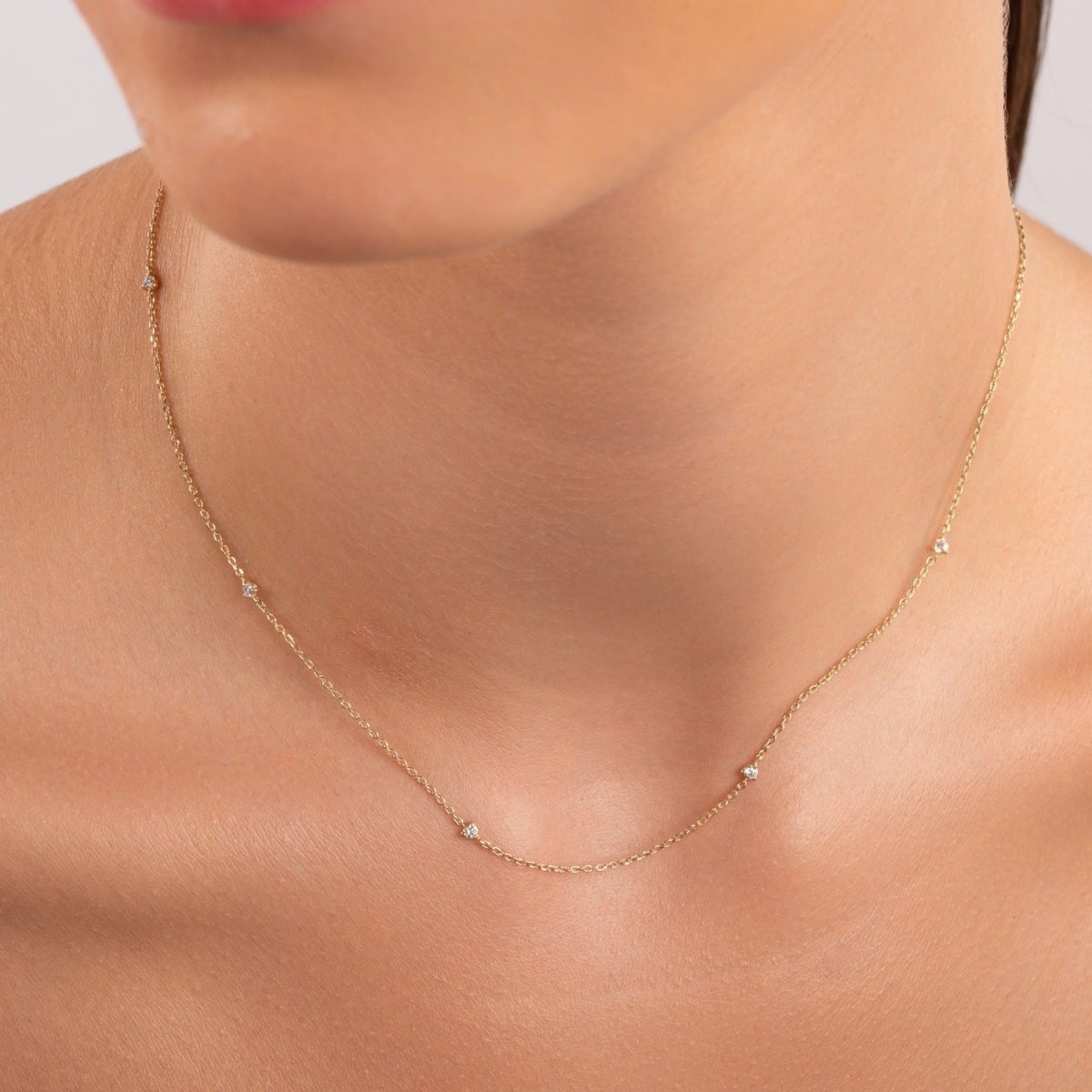 Tiny Diamond Necklace 10k Yellow Gold Necklace With Small