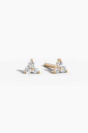Trio Stud Earrings - White Gold
