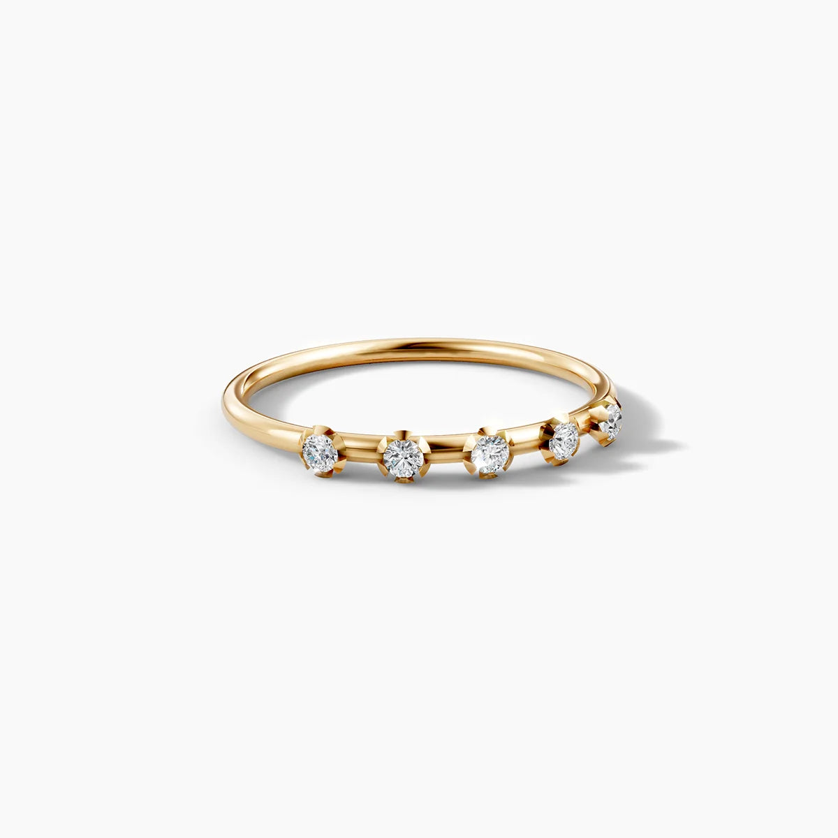 Five Diamond Flower Band Ring in Yellow Gold