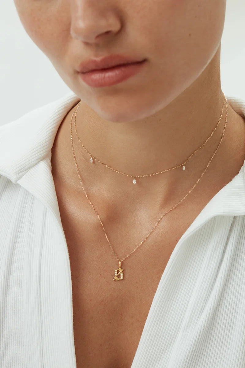 Legacy Initial Letter Necklace in Rose Gold