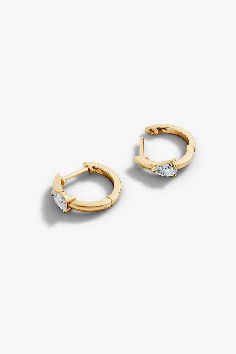 Pear Diamond Huggie Hoops