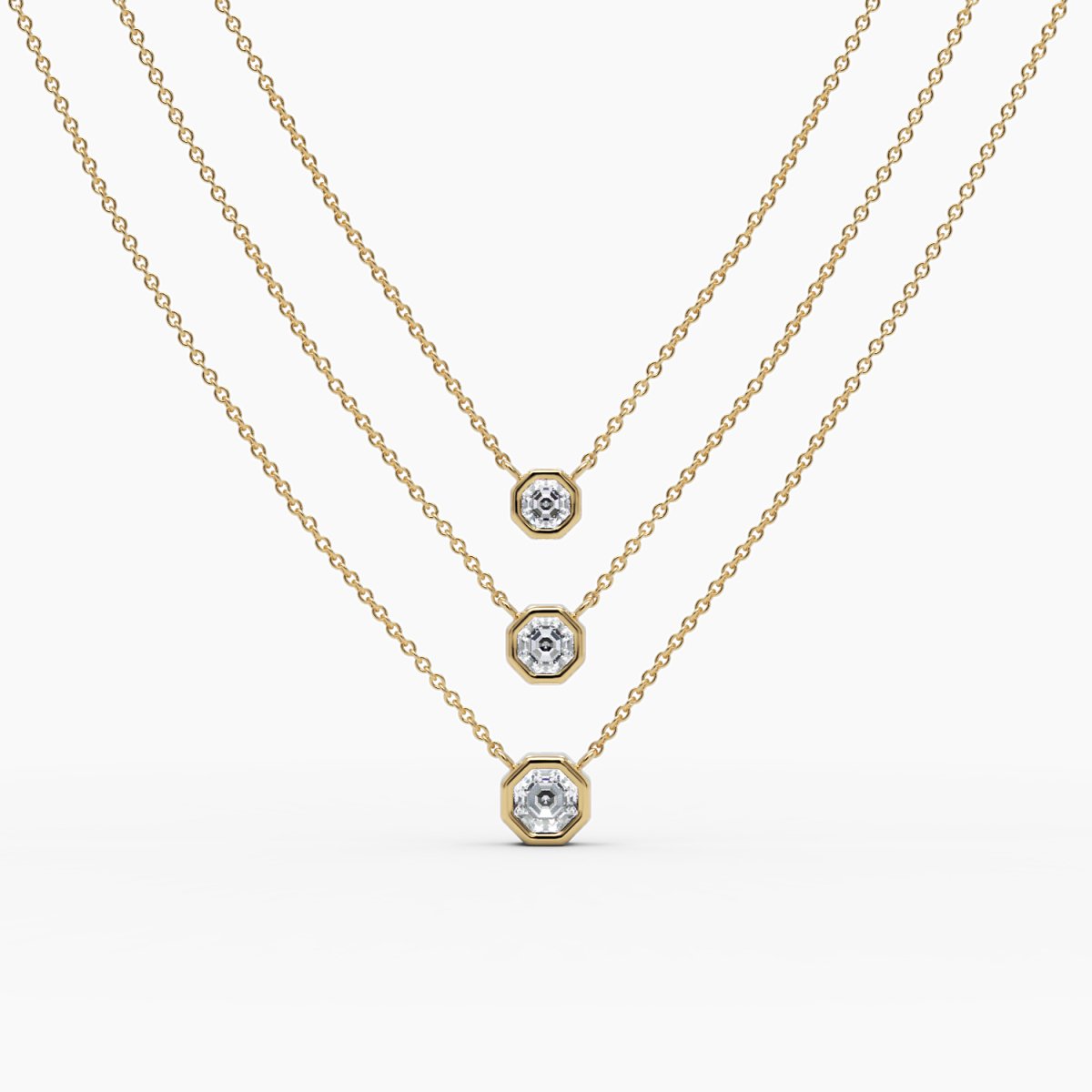 Octagon Cut Diamond Solitaire Necklace - Narcissus