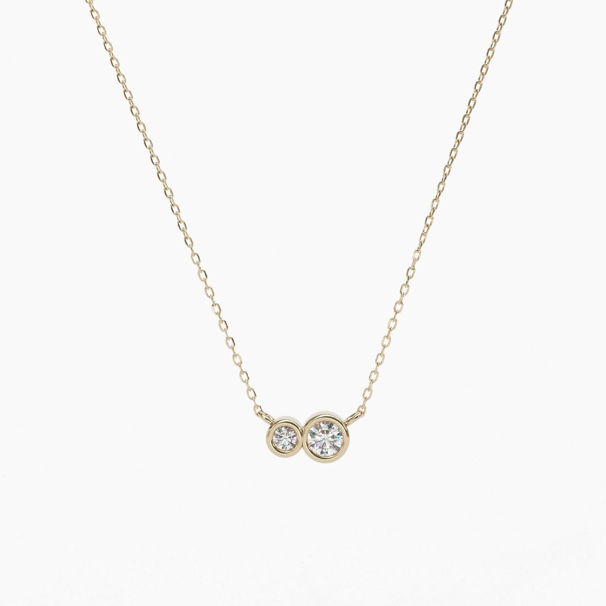 Double Diamond Bezel Necklace - Narcissus