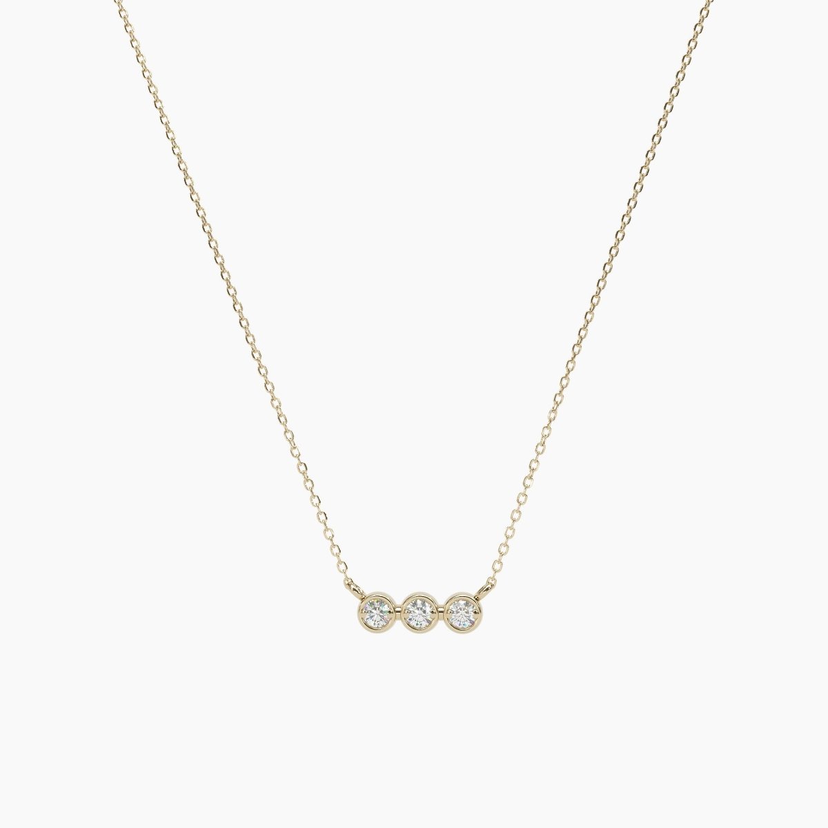 Three Diamond Bezel Necklace - Narcissus