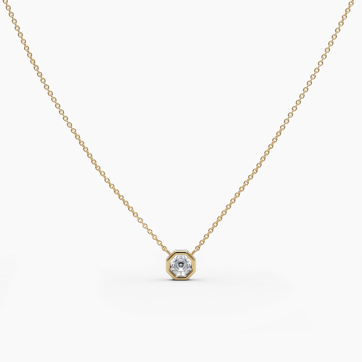 Octagon Cut Diamond Solitaire Necklace - Narcissus
