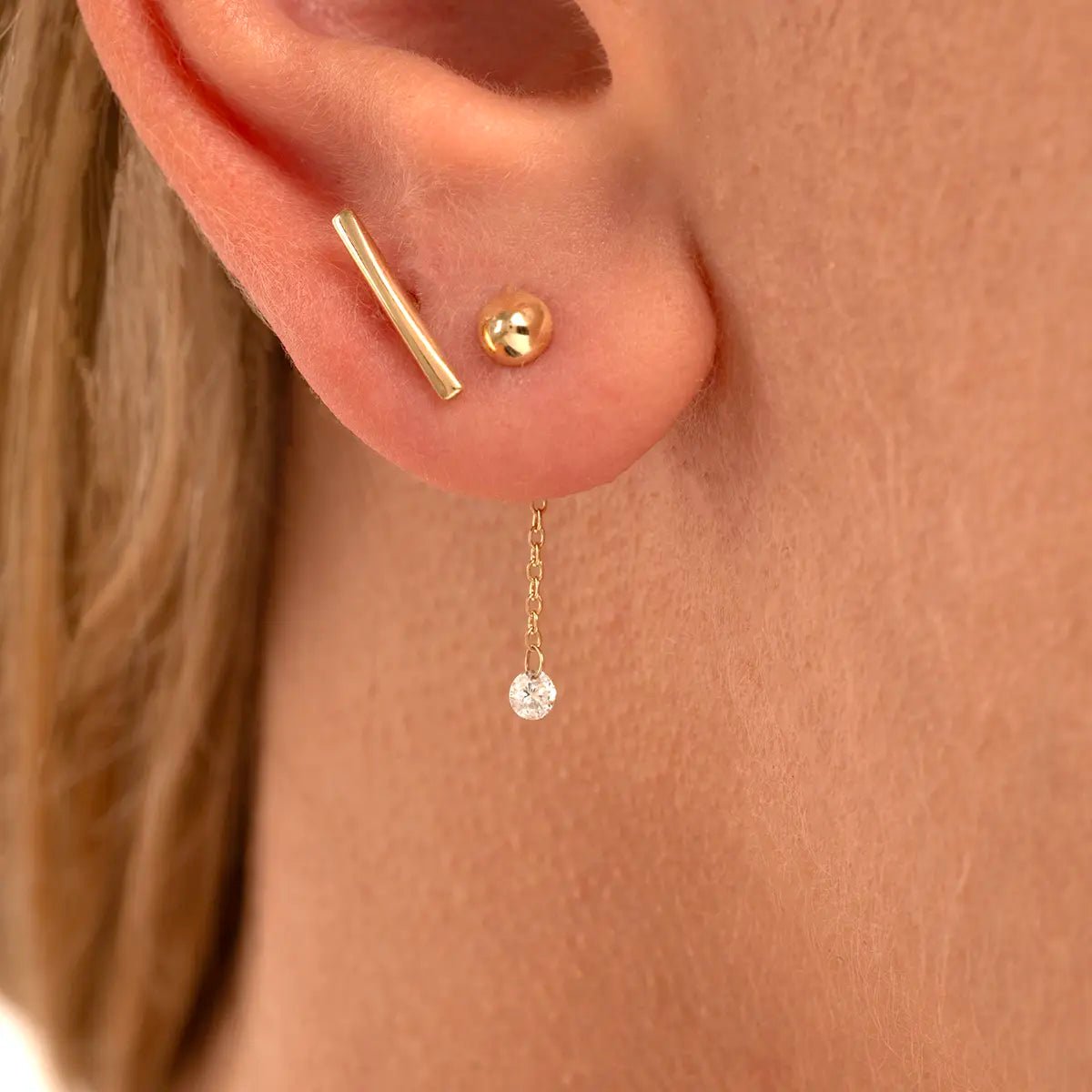 Earring Chain Charm with Diamond - Narcissus