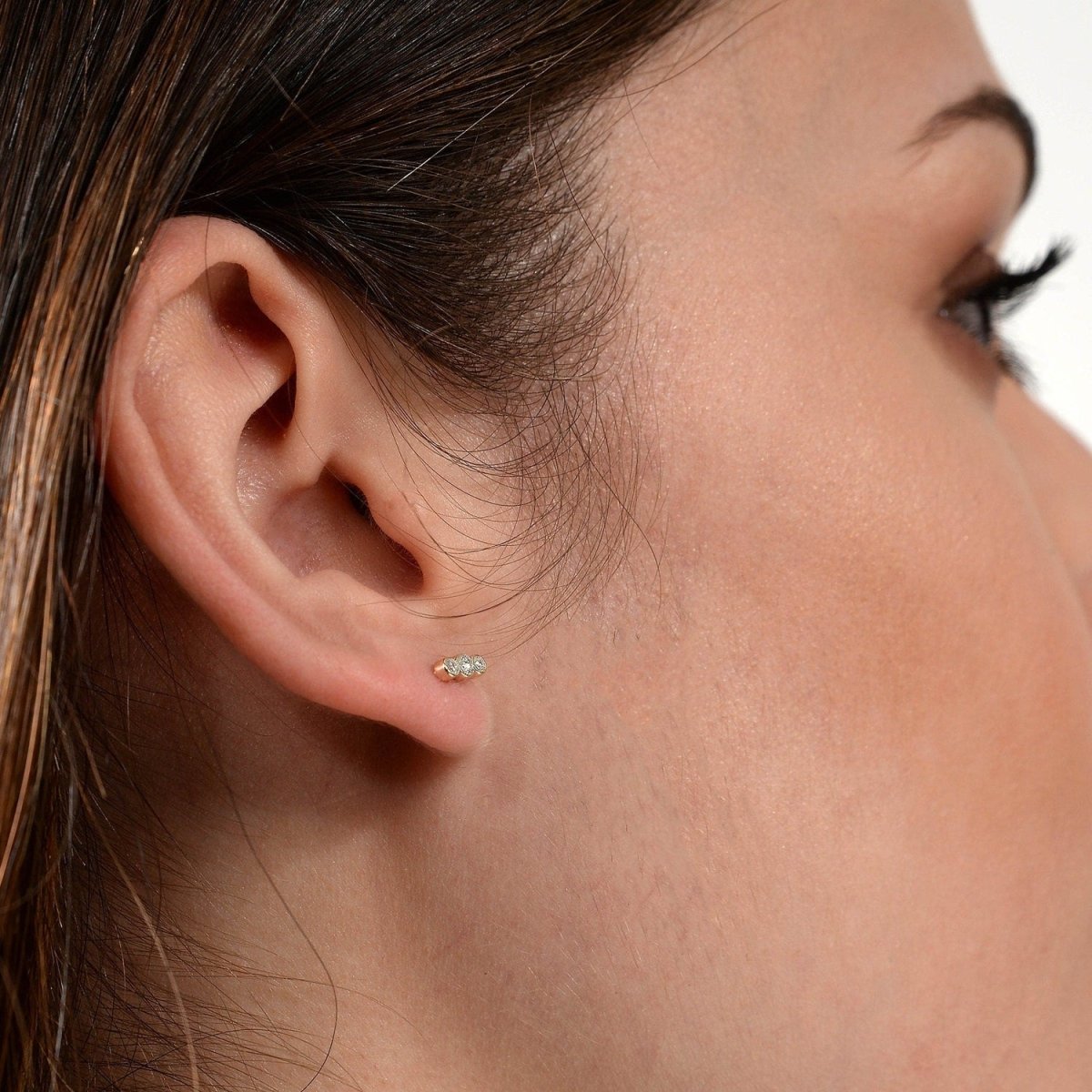 Diamond Trio Stud Earrings - Narcissus